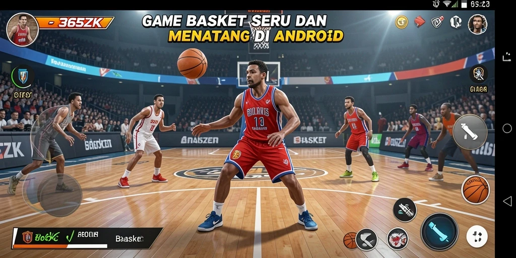 Tampilan antarmuka 365ZK dengan aksi basket intens.