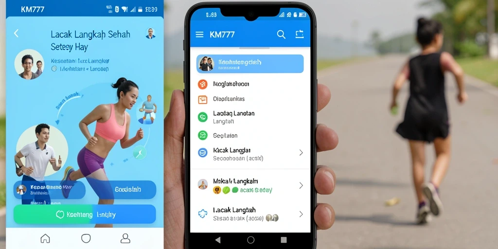Tampilan antarmuka utama KM777 dengan fitur Lacak Langkah.