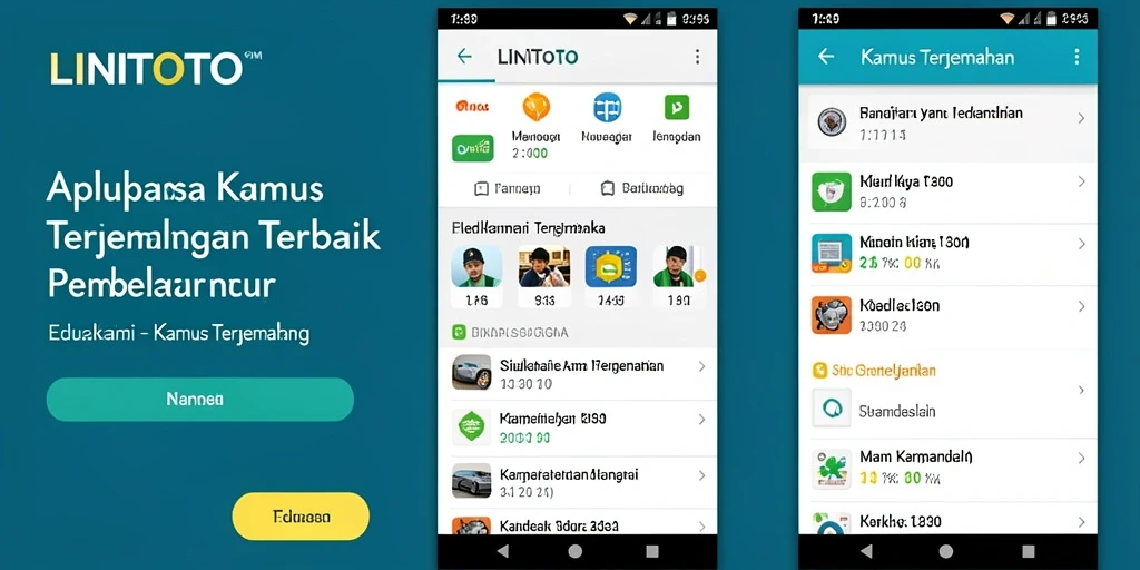 Tampilan antarmuka LINITOTO yang ramah pengguna untuk Kamus Terjemahan.