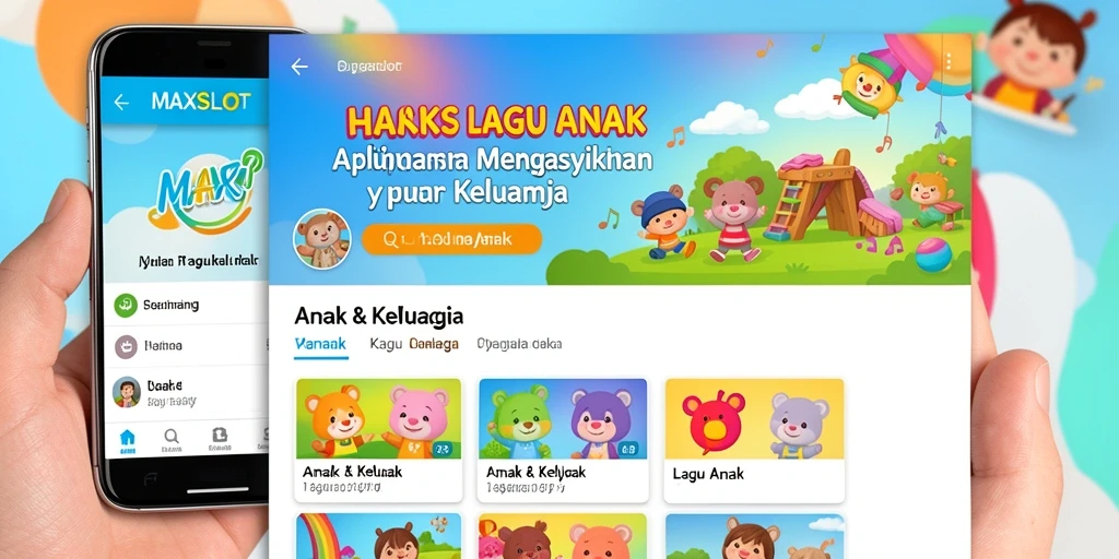 Antarmuka ceria aplikasi MAXSLOT untuk Lagu Anak.
