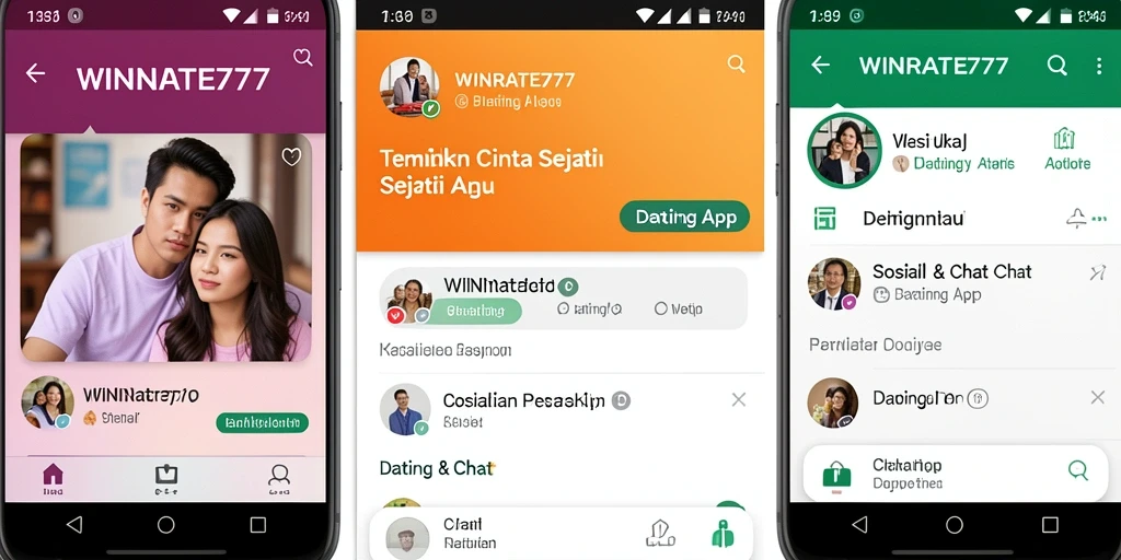 Antarmuka menarik aplikasi Dating App WINRATE777.